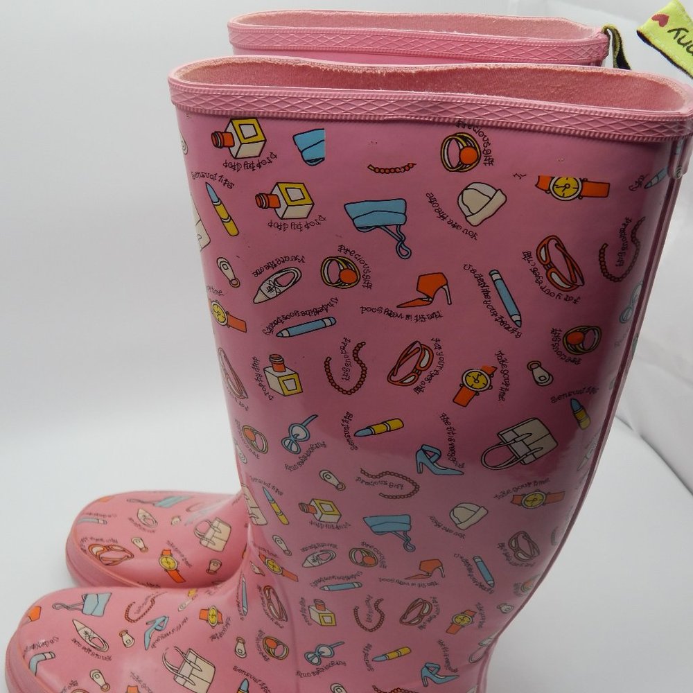 Penny Kenny Barbie Pink Rubber Rain Boots 8 - Picture 3 of 4